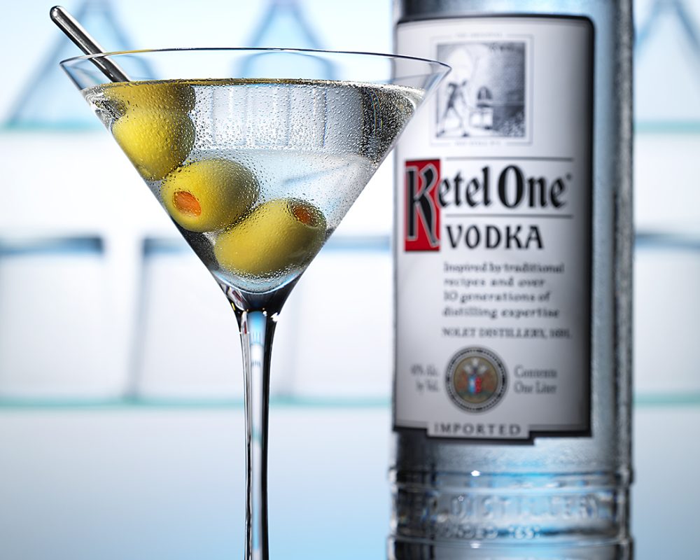 Ketal One Vodka bottle and glass photo by Jens Johnson Photography. Premium food, beverage, and product photography for Connecticut and New York.