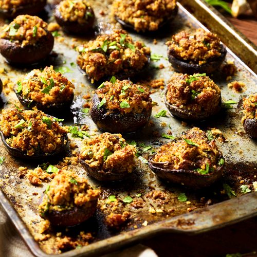 Stuffed Mushrooms On Red
